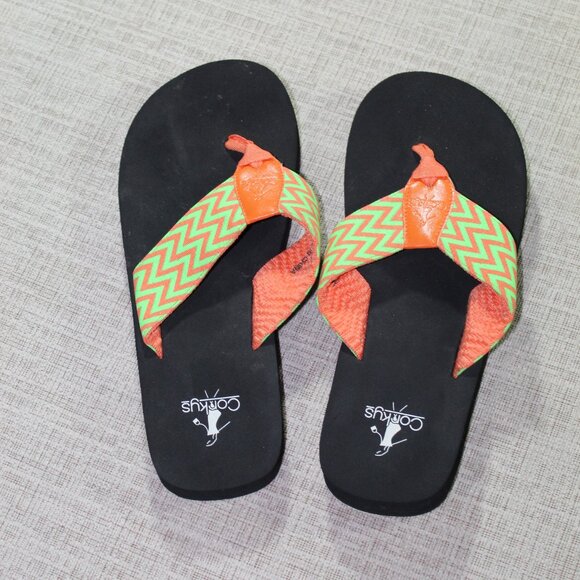 NWOT Corky's Green and Orange Sandals - Picture 1 of 5